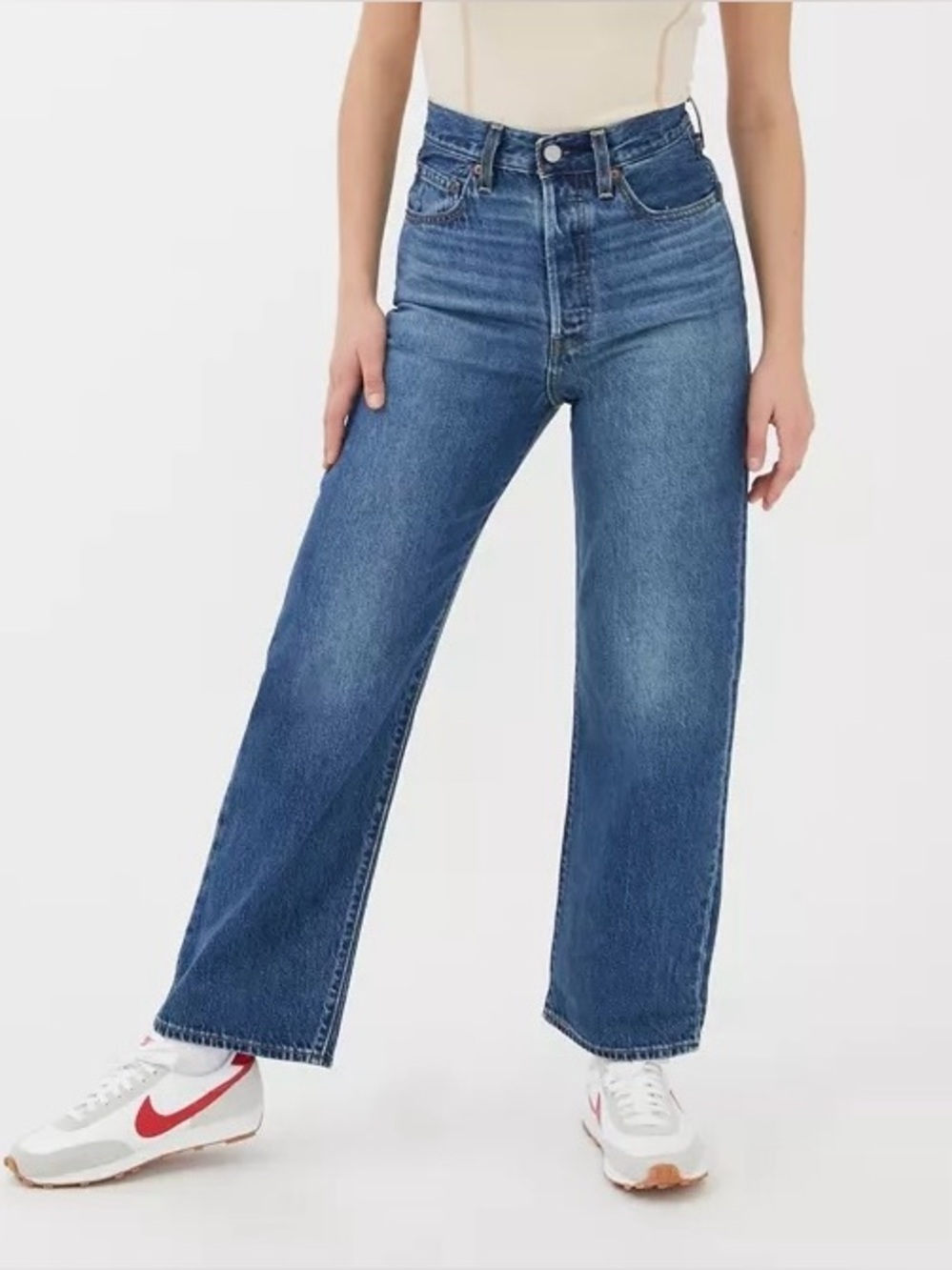 Levi’s premium ribcage straight ankle medium wash size 29 noe fog button fly